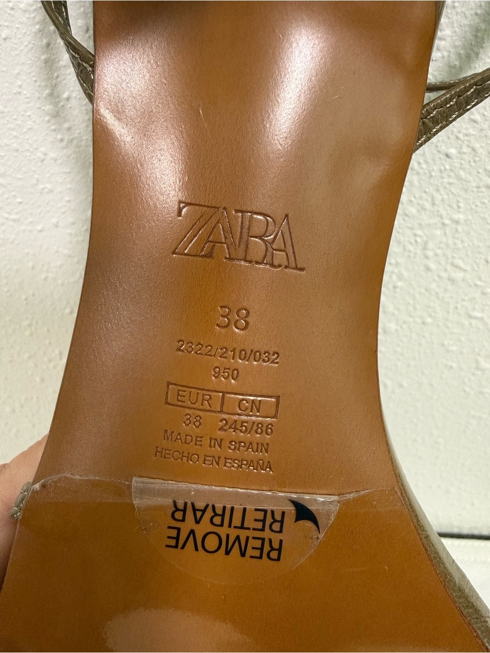 Zara Olive Strappy Kitten Heel Thong Sandals Made in Spain EU 38 NWOT - Picture 10 of 15